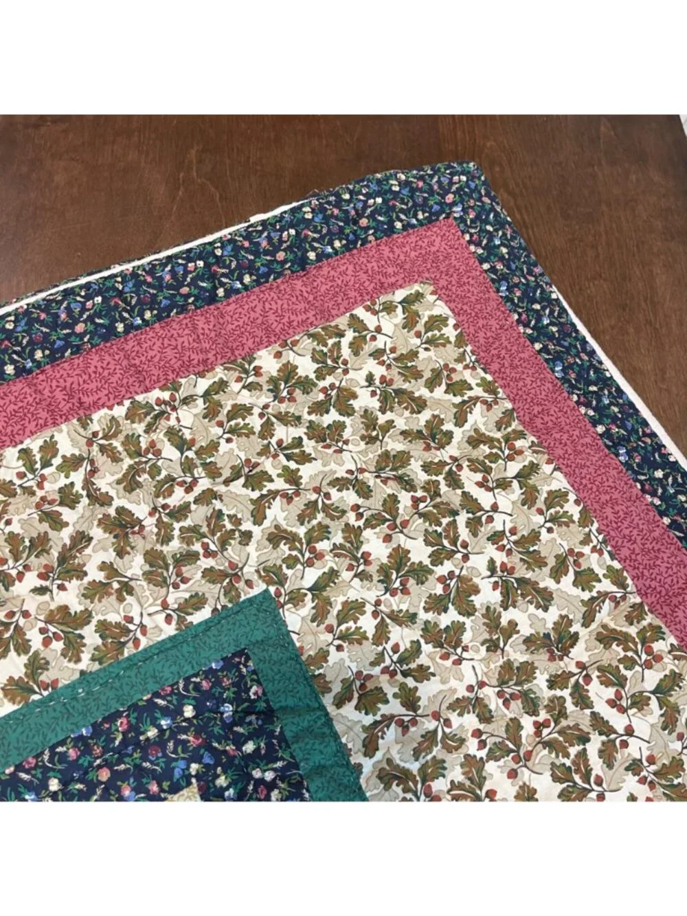 Handmade Stitched Patchwork Quilt Multi Colored Measures Approx 84 in. X 124 in.
